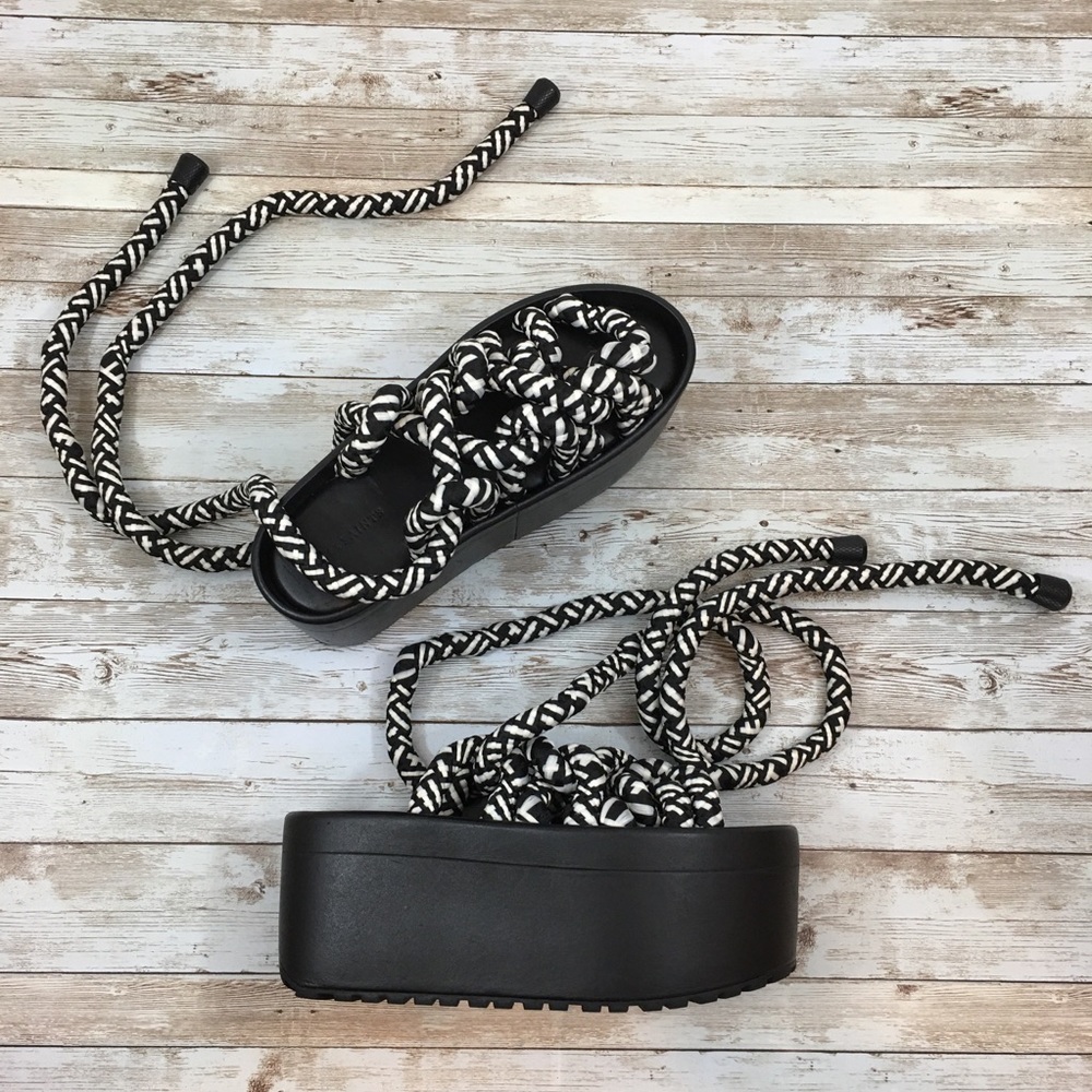 NWT All Saints Knit Wrap Around Platform Sandals 5